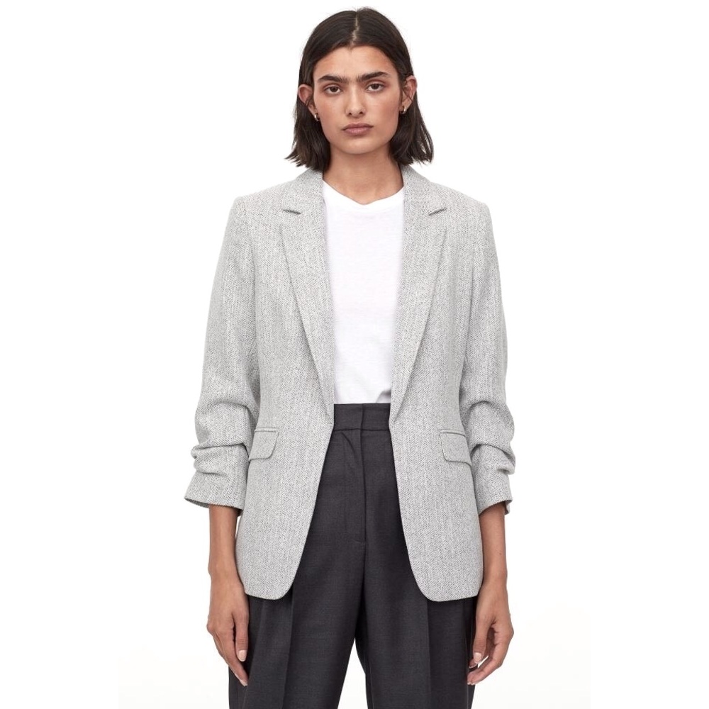 H&M fitted jacket/blazer in pattern-weave fabric